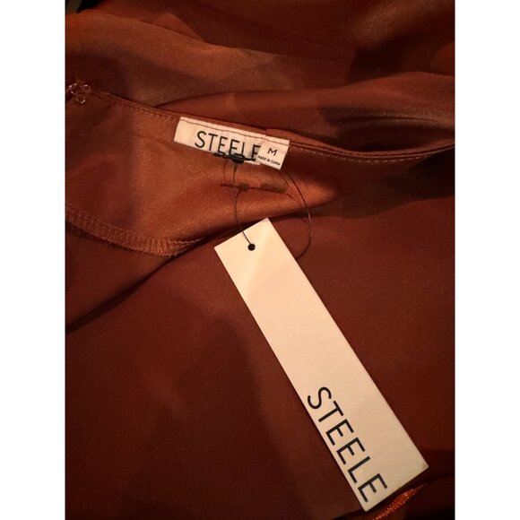 Steele Womens Burnt Orange Slip Maxi Dress With Tie-Back Thigh Slit And Spaghett - Picture 8 of 10